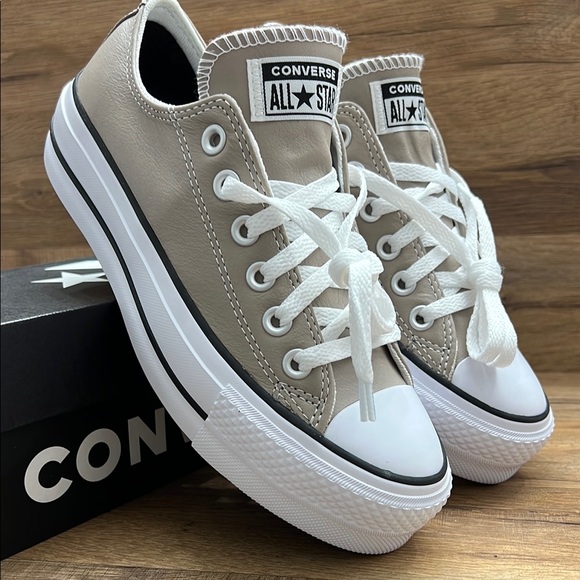 Converse All Star Taupe Platform Sneakers - Picture 1 of 9